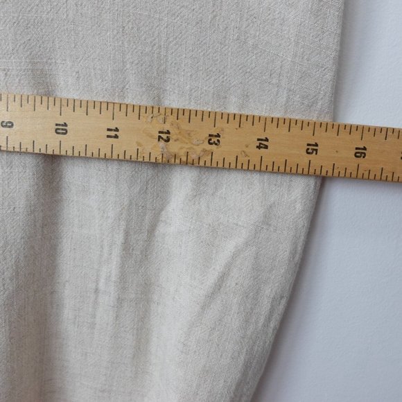 Everly Dress Size Small Linen Wrap Short Mini Casual Surplice Sundress Beige - Picture 4 of 10